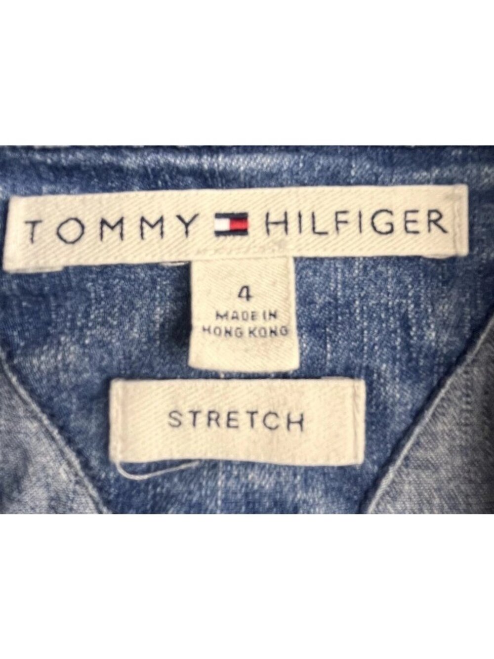 Vintage Tommy Hilfiger Denim Jean Jacket Women 4 Blue Stretch Y2K Button up - Picture 4 of 15